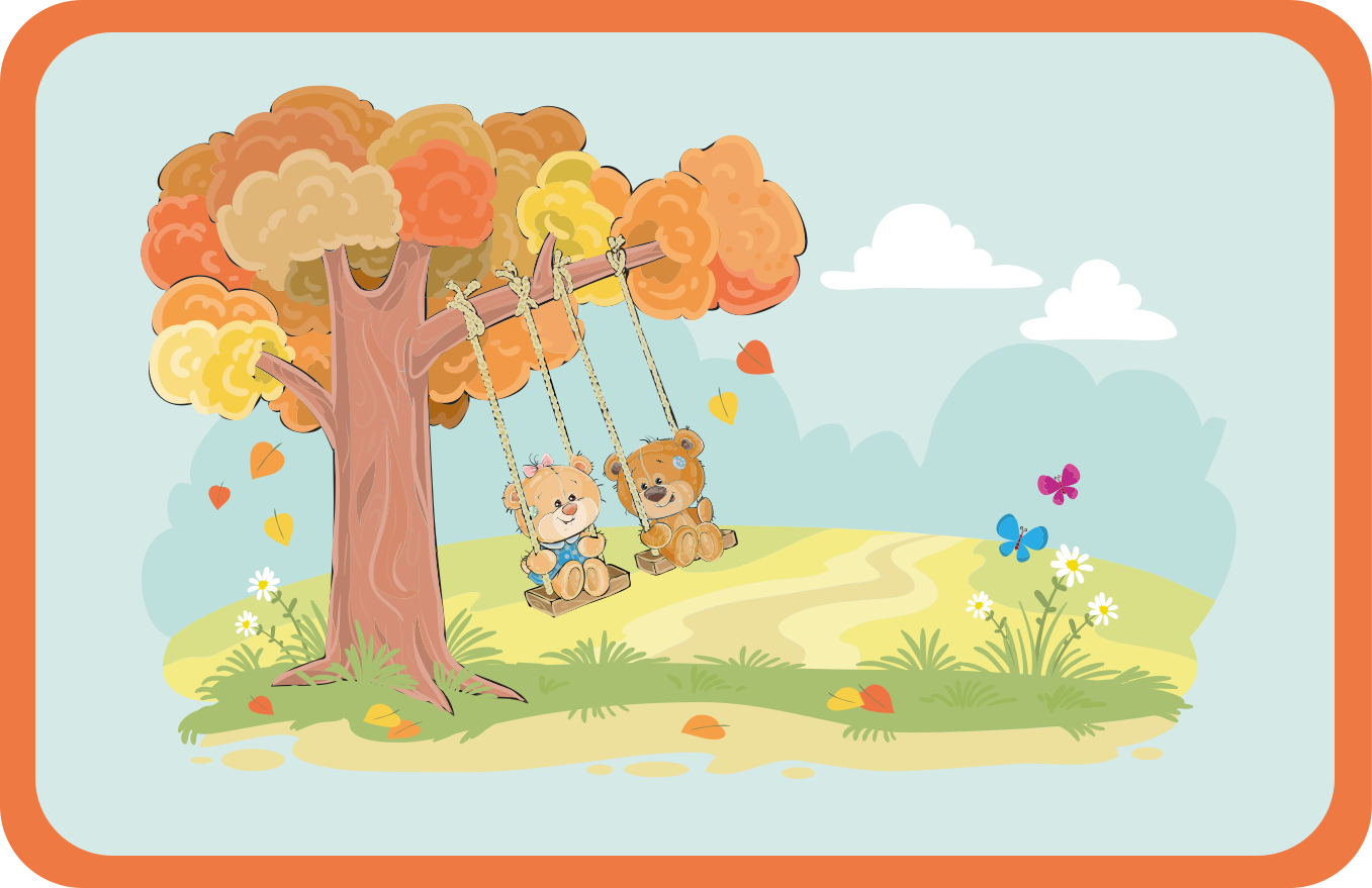 Dywan winylowy dla dziecka małe misie na huśtawkach - TenStickers