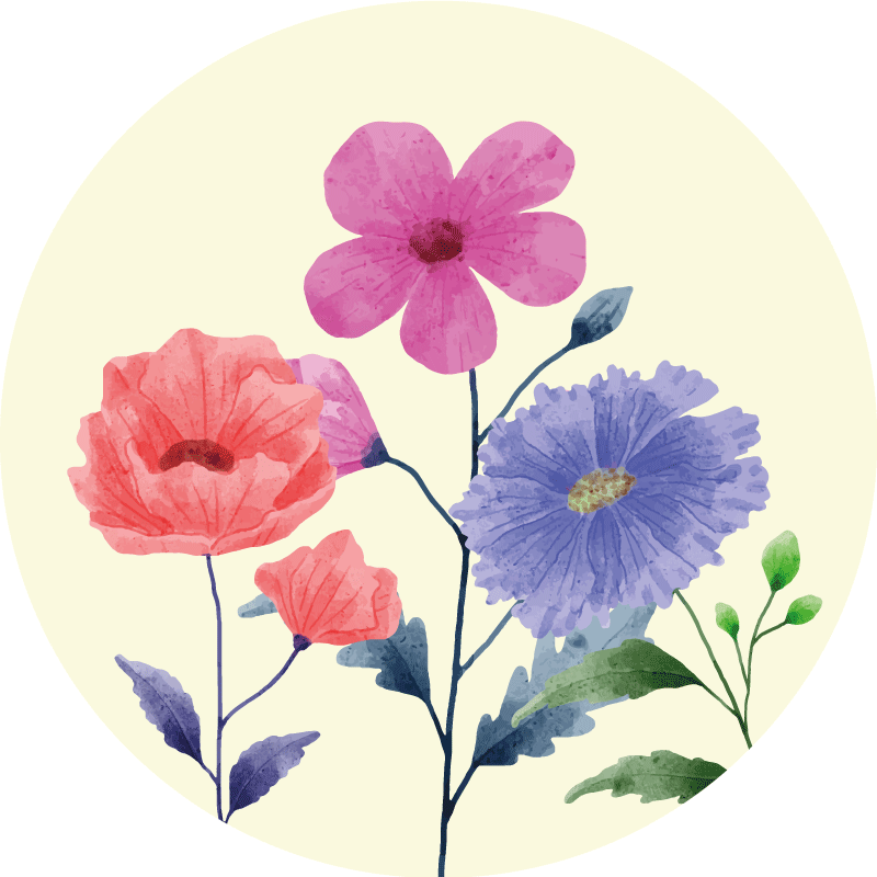 Okrągły dywan winylowy żywa kompozycja kwiatowa - TenStickers