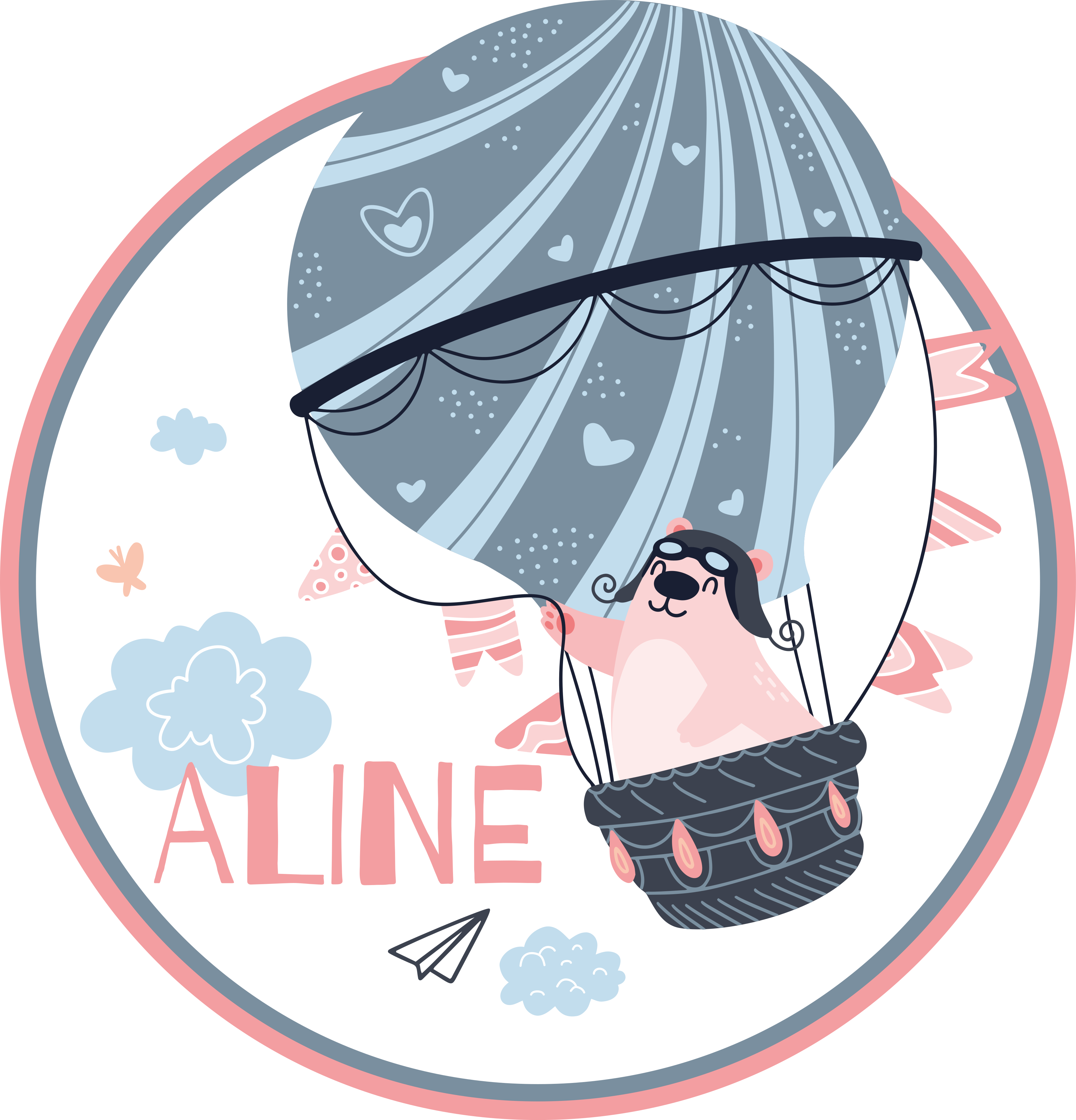 Dywan winylowy z imieniem balon na ogrzane powietrze - TenStickers