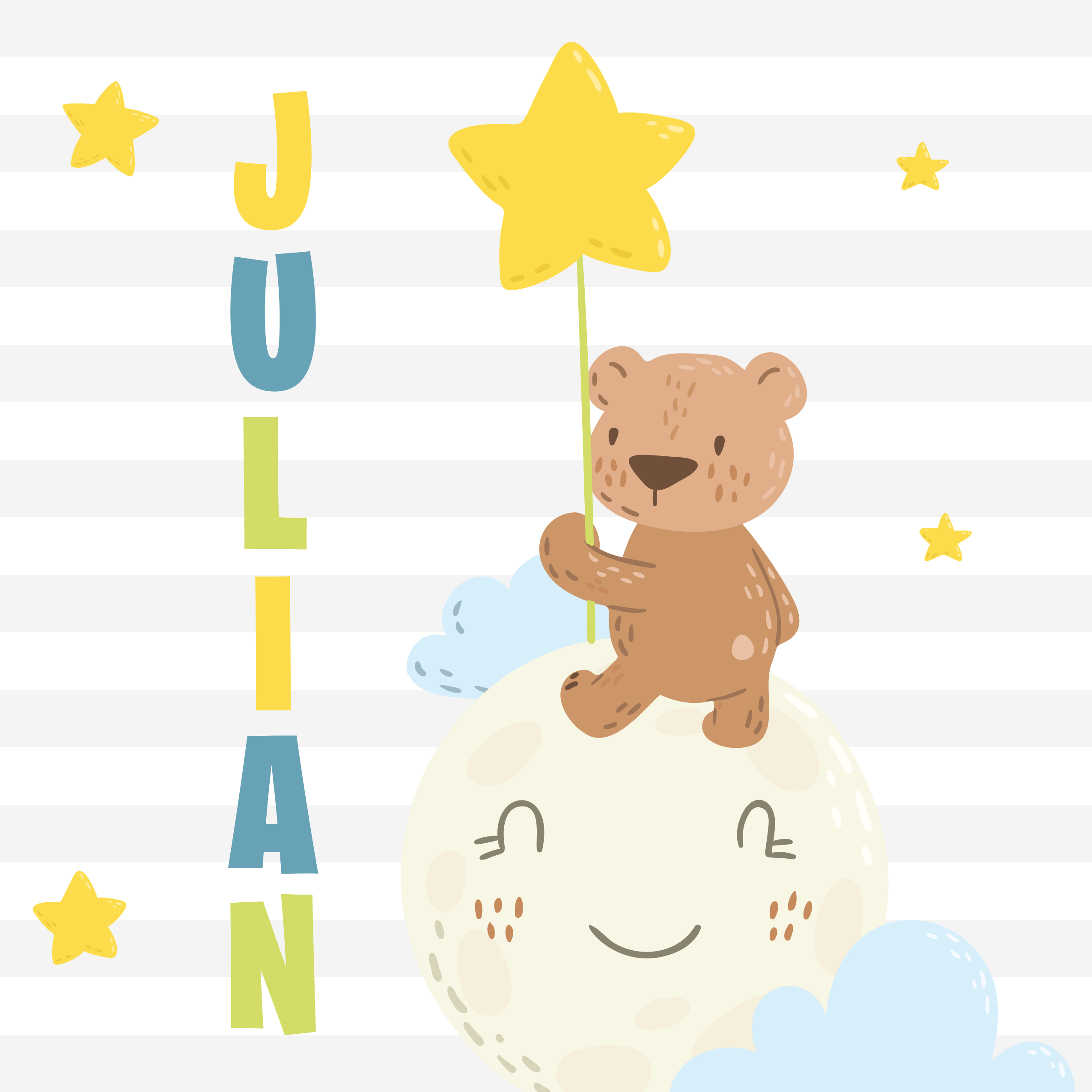 Dywan winylowy z imieniem miś z gwiazdą - TenStickers