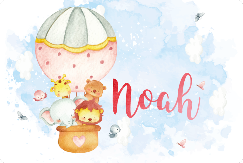 Dywan winylowy dziecięcy przygoda z balonem z imieniem - TenStickers