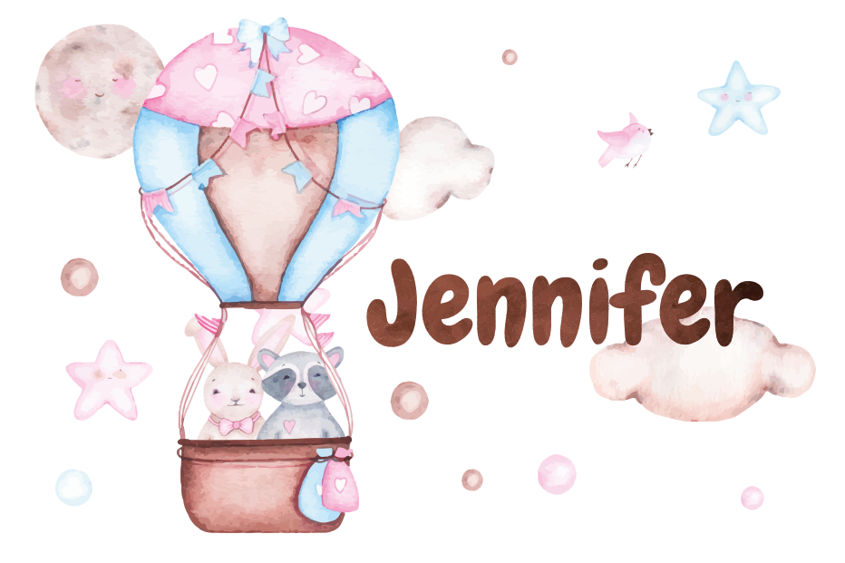 Dywan winylowy z imieniem loty balonem na ogrzane powietrze - TenStickers