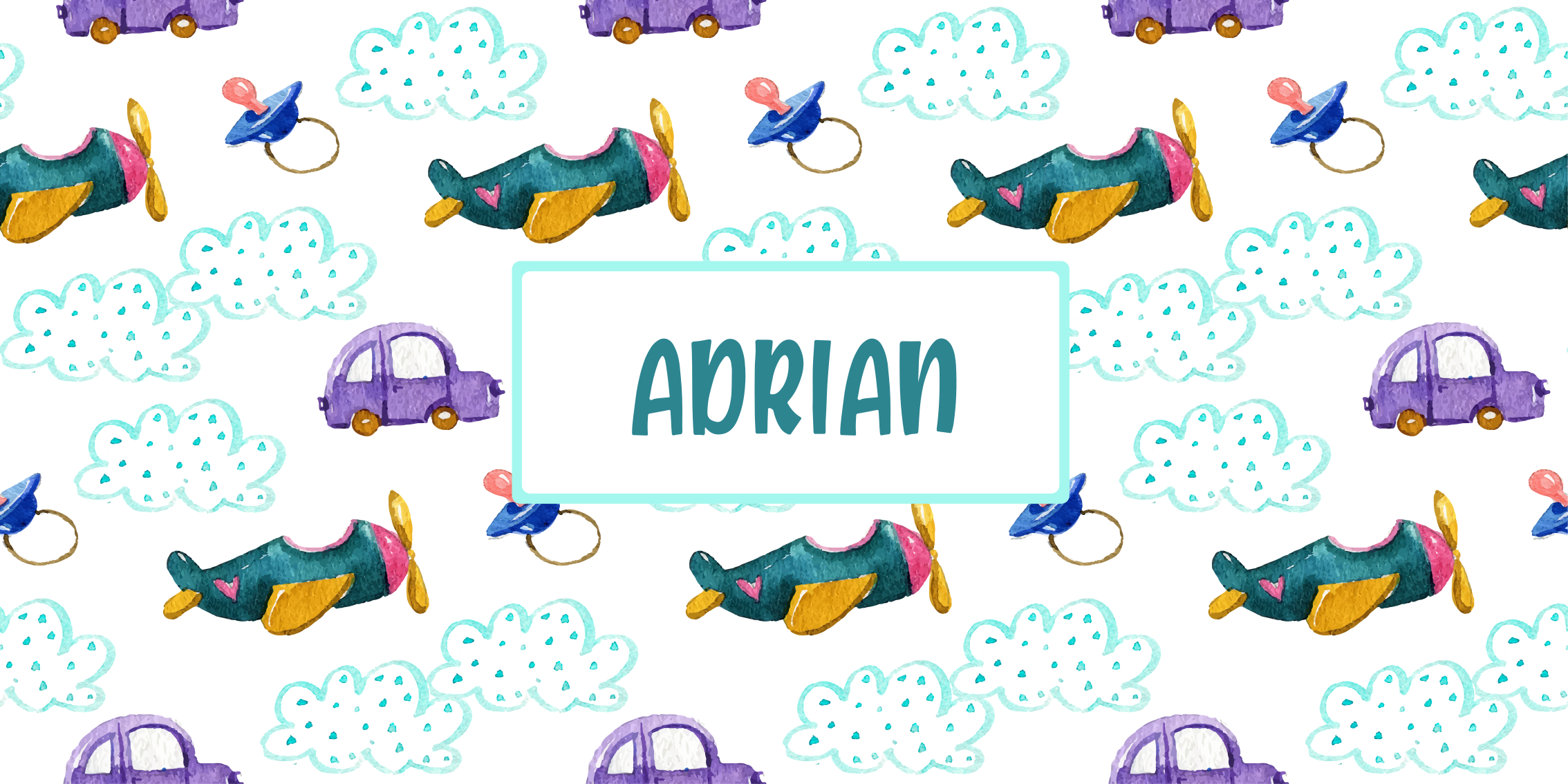 Dziecięcy dywan winylowy Akwarela skandynawski wzór z nazwą - TenStickers