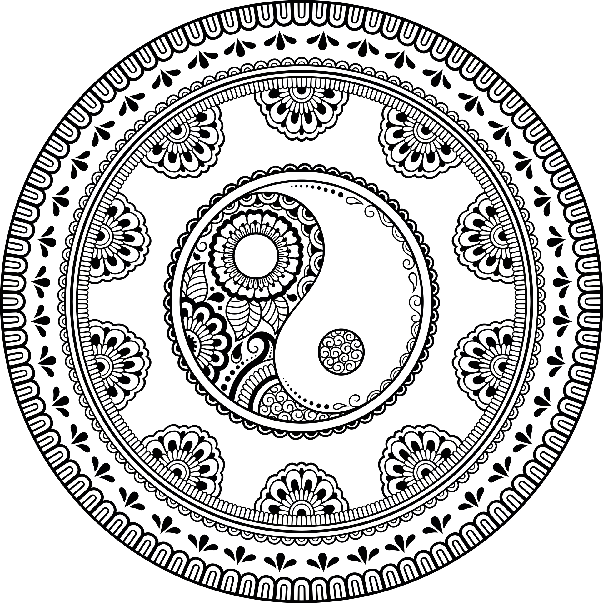 Dywan winylowy z mandalą szary okrągły element - TenStickers