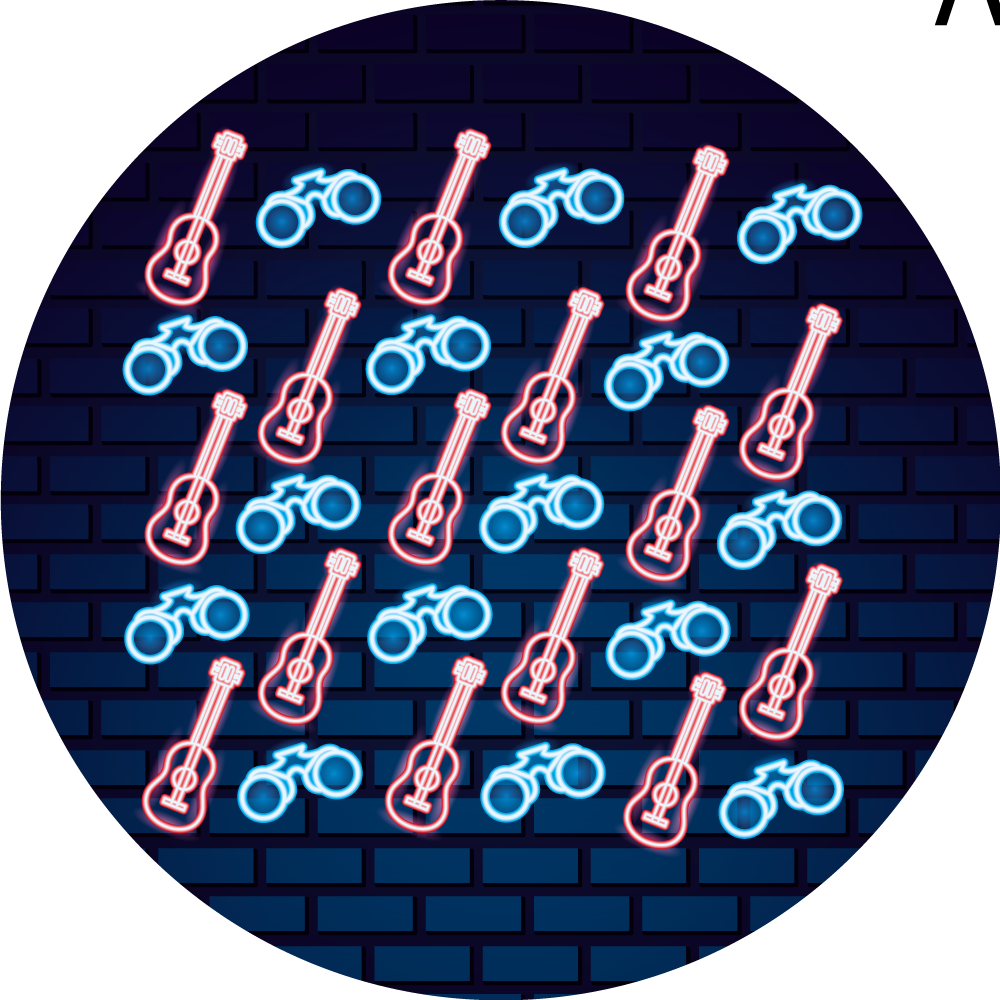 Dywan winylowy dla nastolatków neonowe wzory muzyczne - TenStickers