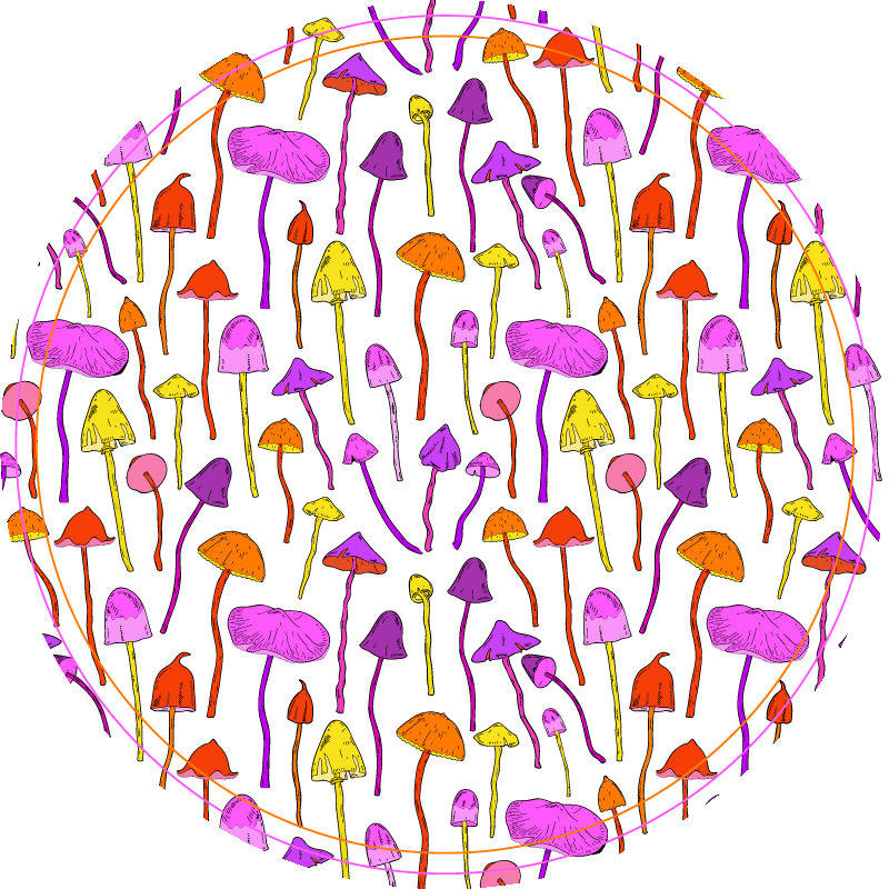 Okrągła mata we wzór kolorowych grzybów - TenStickers