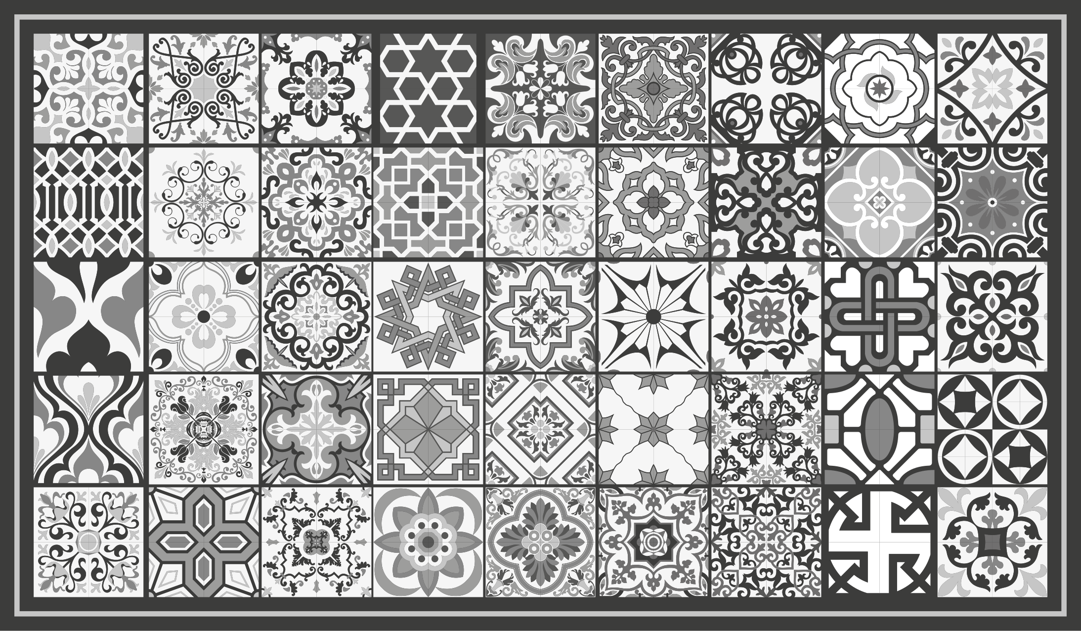 Dywan winylowy imitacja płytek Ciemnoszary rustykalny wzór mozaik - TenStickers