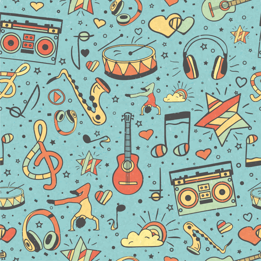 Dziecięcy dywan winylowy symbole muzyczne zabawne - TenStickers