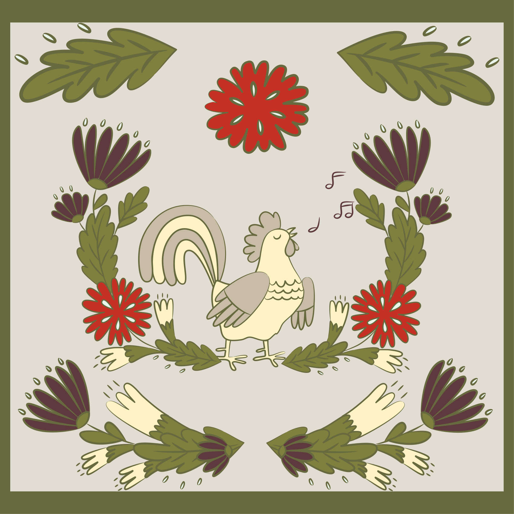 Dywan winylowy zwierzęta folklorystyczny kogut - TenStickers