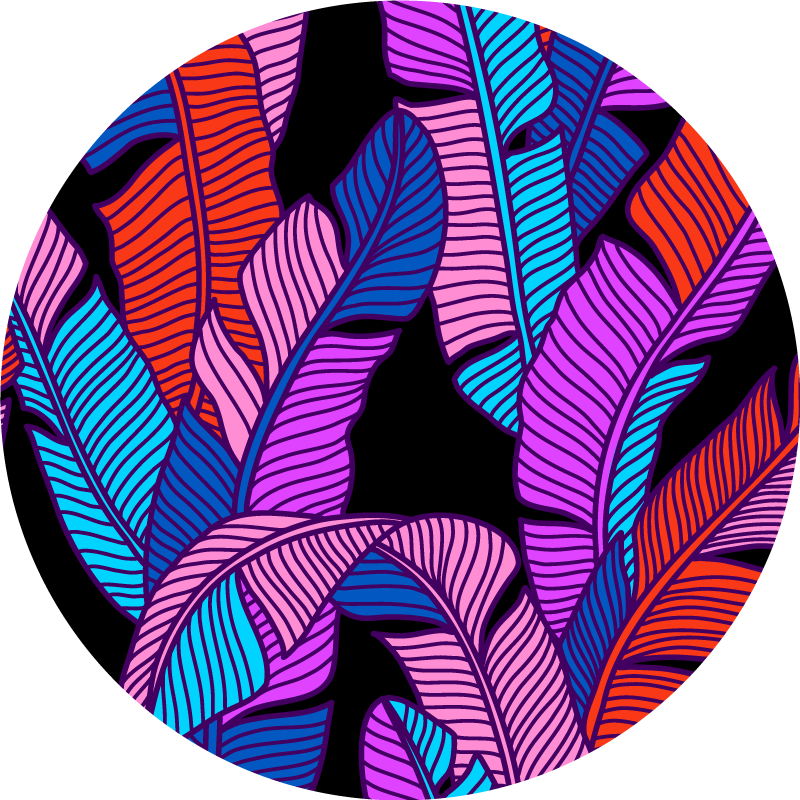 Okrągły dywan winylowy Nowoczesny kolorowy wzór roślin - TenStickers