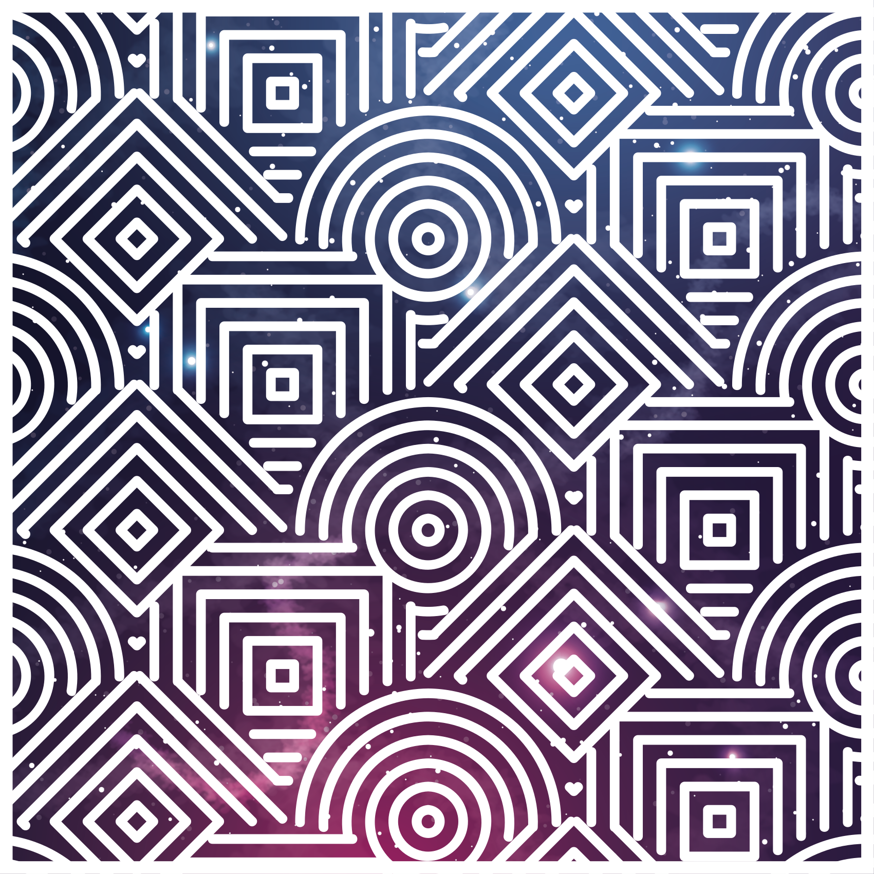 Dywan winylowy wzór geometryczny złożone okręgi i kwadraty - TenStickers