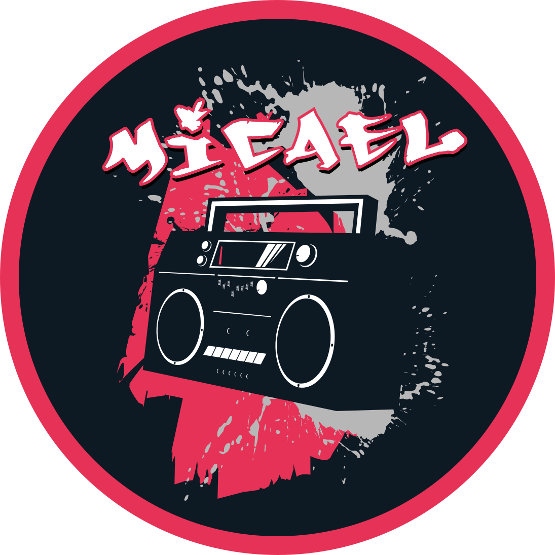 Dywan winylowy z imieniem motyw retro boomboxa - TenStickers