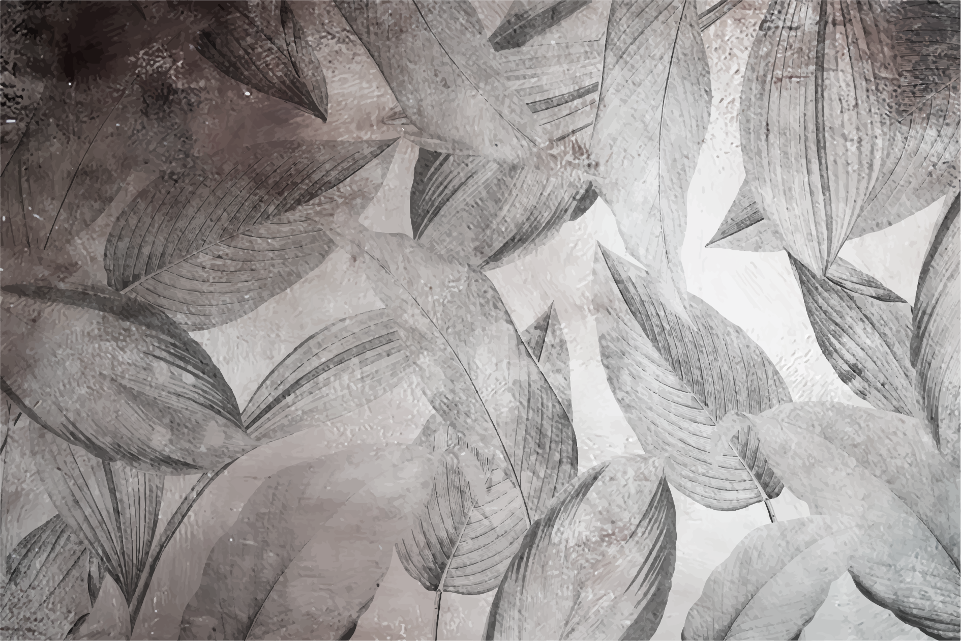 Dywan winylowy na balkon Szare odcienie liści wzór - TenStickers