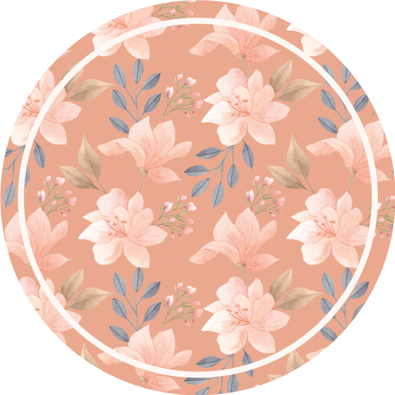 Dywan winylowy w kwiaty i rośliny w brzoskwiniowym wzorze - TenStickers