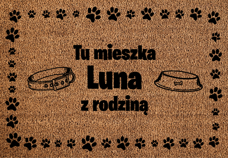 Dywan winylowy do przedpokoju Tu mieszka pies z rodziną - TenStickers