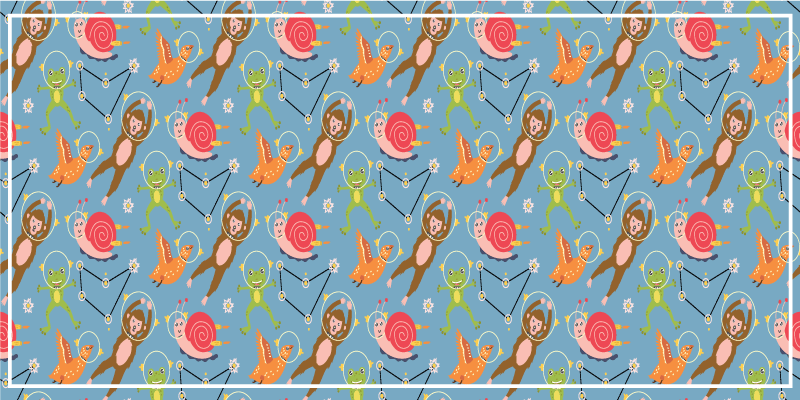 Dziecięcy dywan winylowy kolorowe stworzenia kosmiczne - TenStickers