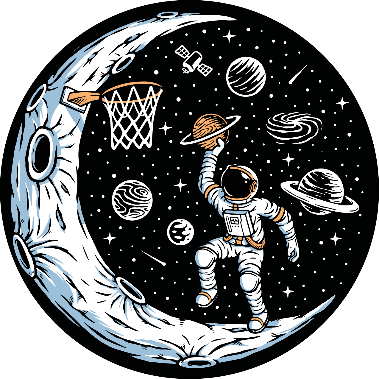 Dywan winylowy do sypialni Astronauta gra w koszykówkę - TenStickers
