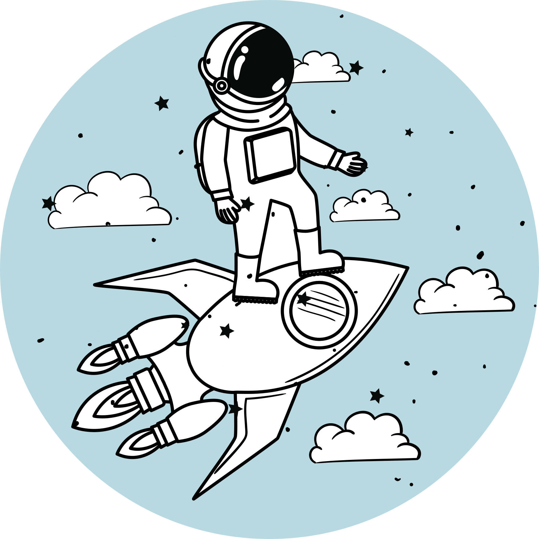 Dywan winylowy dla dziecka przygoda z rakietą astronauty - TenStickers