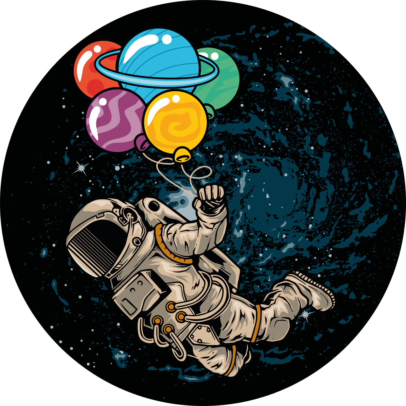 Dziecięcy dywan winylowy astronauta z balonami - TenStickers