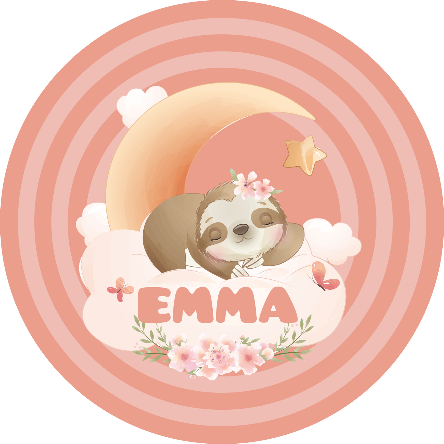 Dywan winylowy z imieniem uroczy wzór leniwca - TenStickers