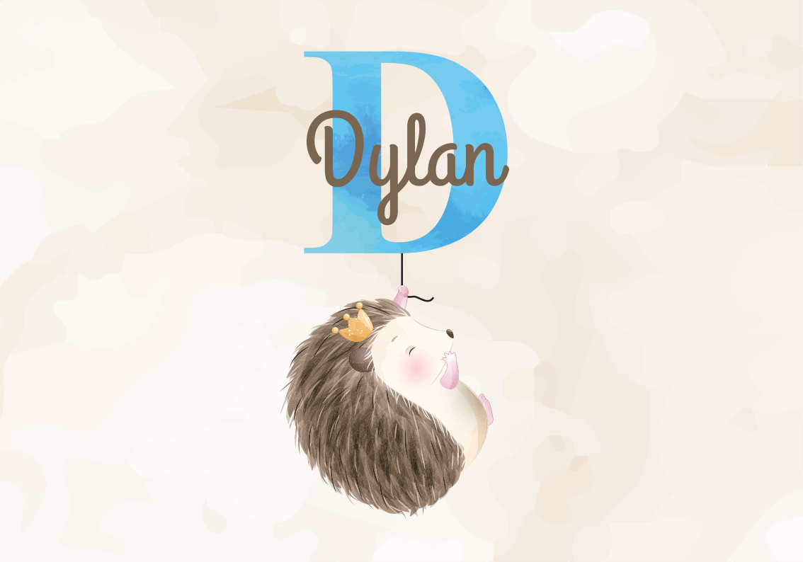 Dywan winylowy z imieniem uroczy jeżyk z inicjałem - TenStickers