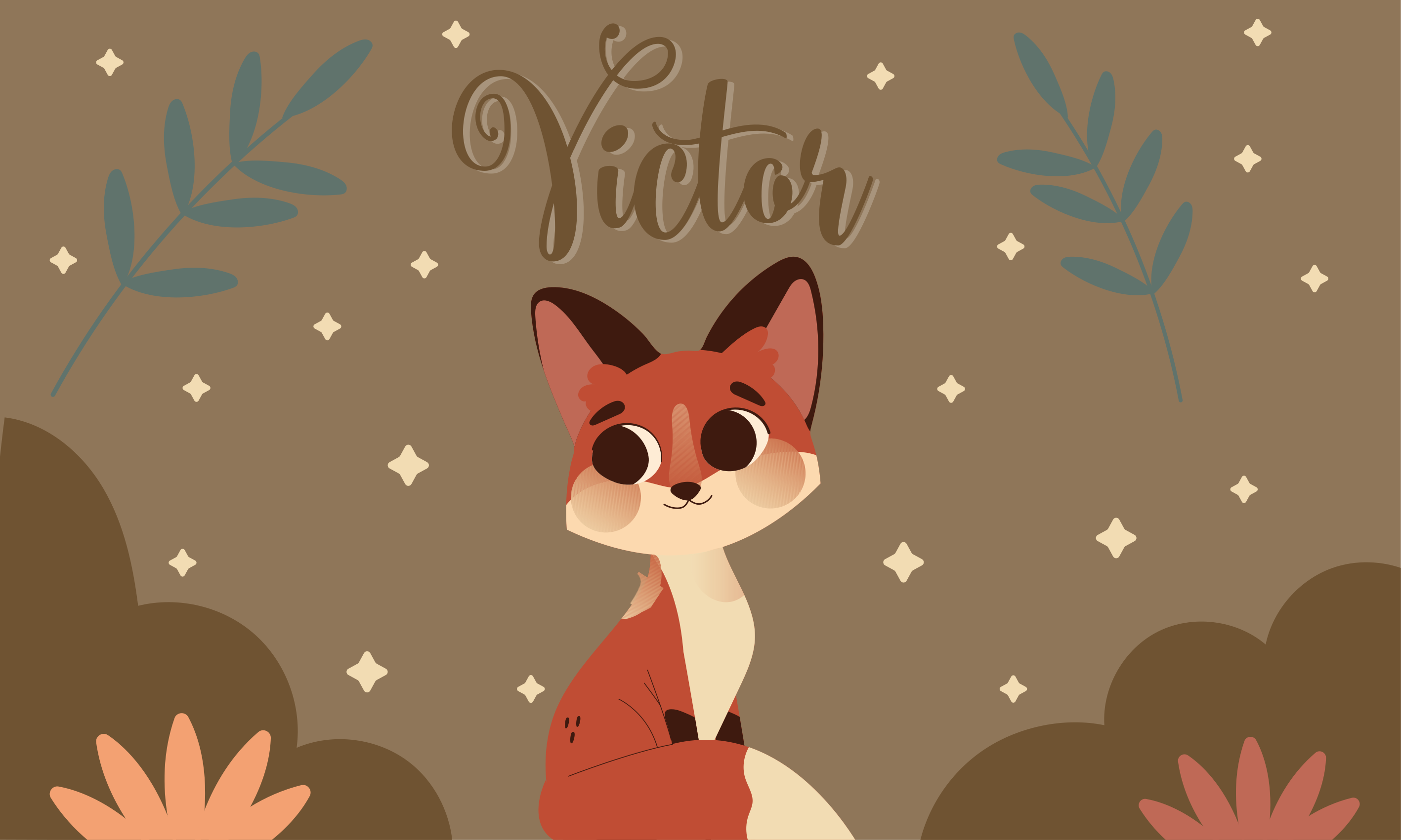 Dywan winylowy z imieniem uroczy wzór lisa - TenStickers