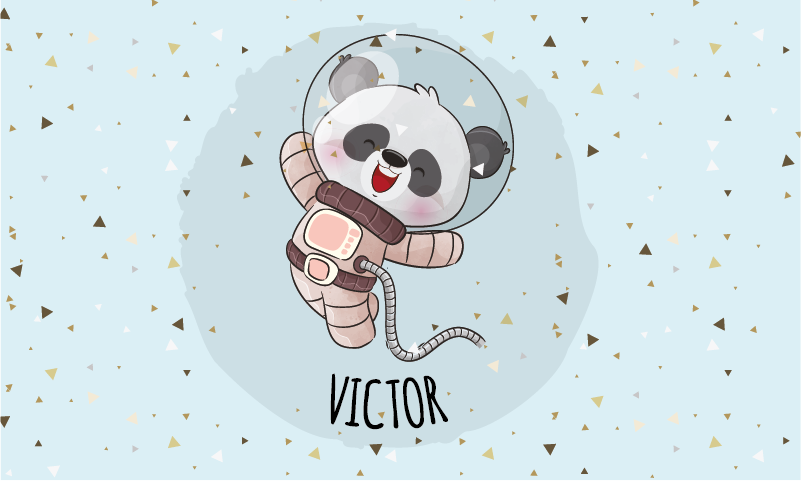 Dywan winylowy z imieniem słodka panda astronautka - TenStickers