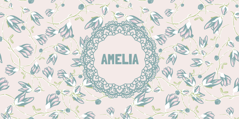 Dywan winylowy do salonu projekt kwiatowy z imieniem - TenStickers