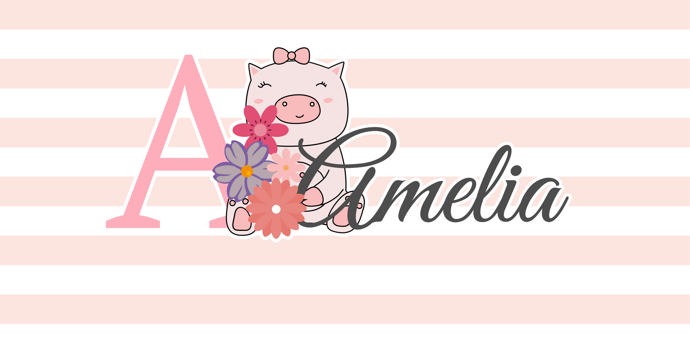 Dywan winylowy z imieniem słodka ilustracja świni - TenStickers