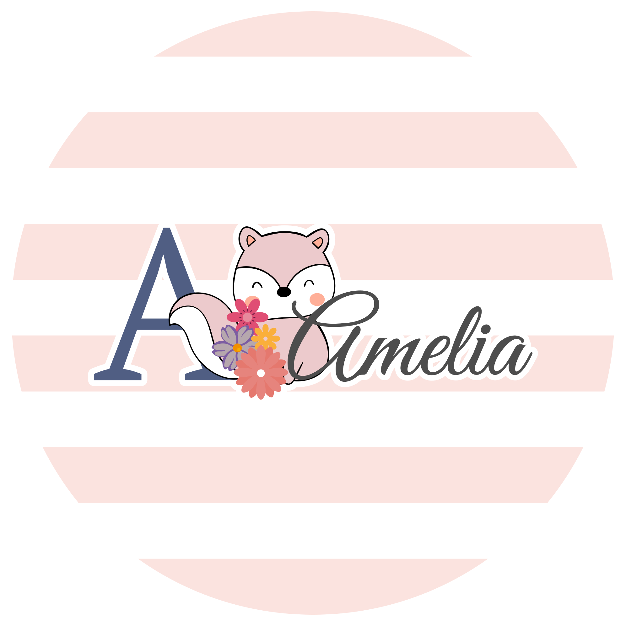 Dywan winylowy z imieniem konfigurowalny wzór lisa - TenStickers