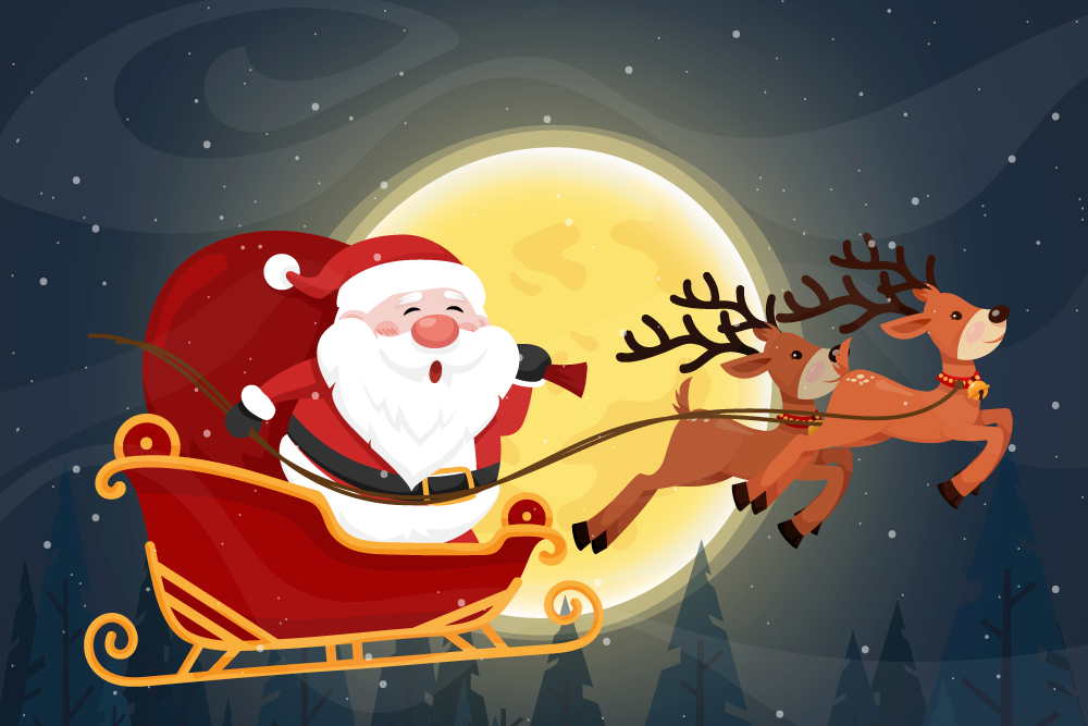 Dywan winylowy boże narodzenie sanie Świętego mikołaja - TenStickers