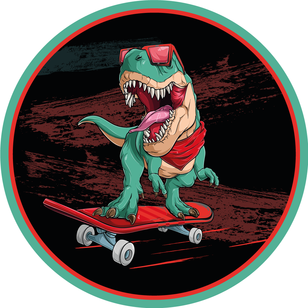 Dywan winylowy dla nastolatków z fajnym dinozaurem na desce - TenStickers