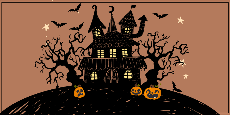 Dywan winylowy na halloween scena nawiedzonego domu - TenStickers