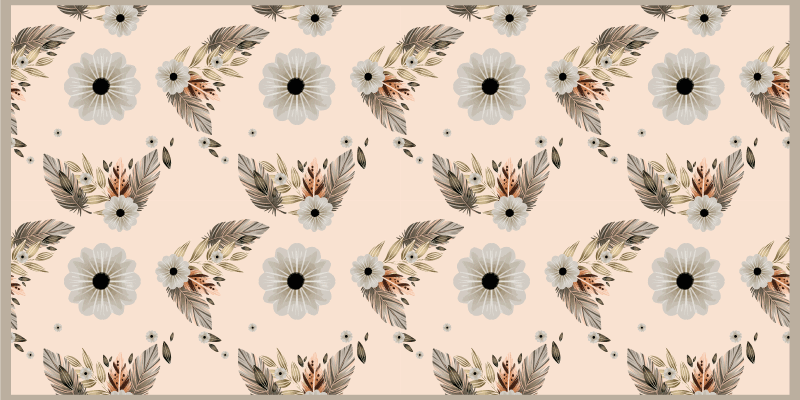 Dywan winylowy w kwiaty i rośliny Różowy i czarny pastel - TenStickers