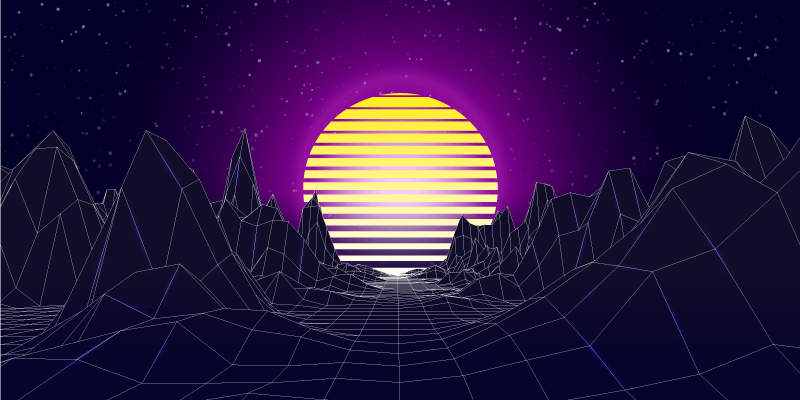 Nowoczesny dywan winylowy retro futurystyczny krajobraz - TenStickers