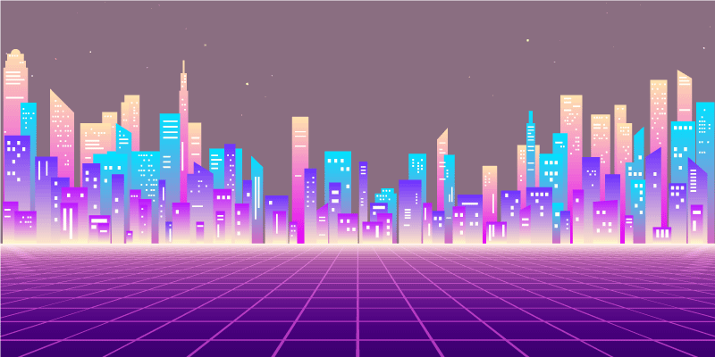 Nowoczesny dywan winylowy neonowy horyzont miejski - TenStickers