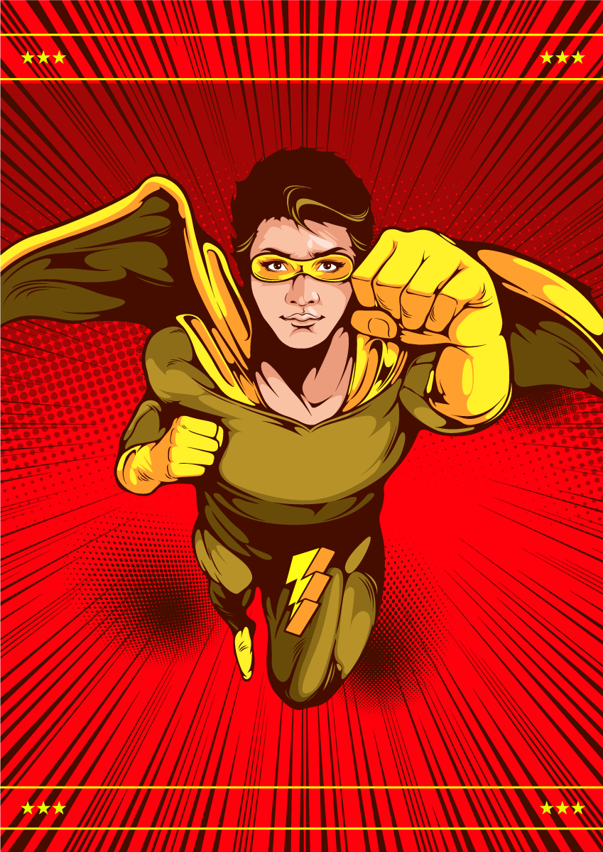 Dziecięcy dywan winylowy poza akcji superbohatera - TenStickers