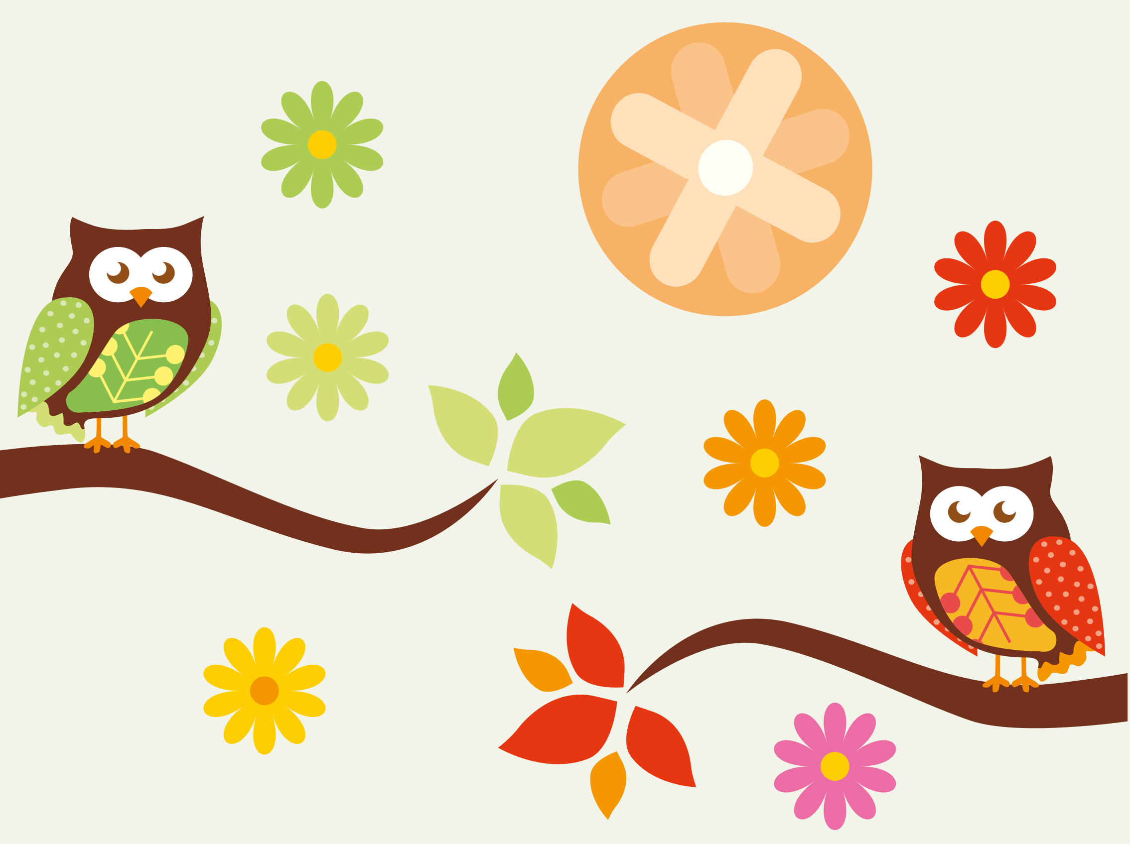 Dziecięcy dywan winylowy kolorowe sowy do pokoju dziecięcego - TenStickers