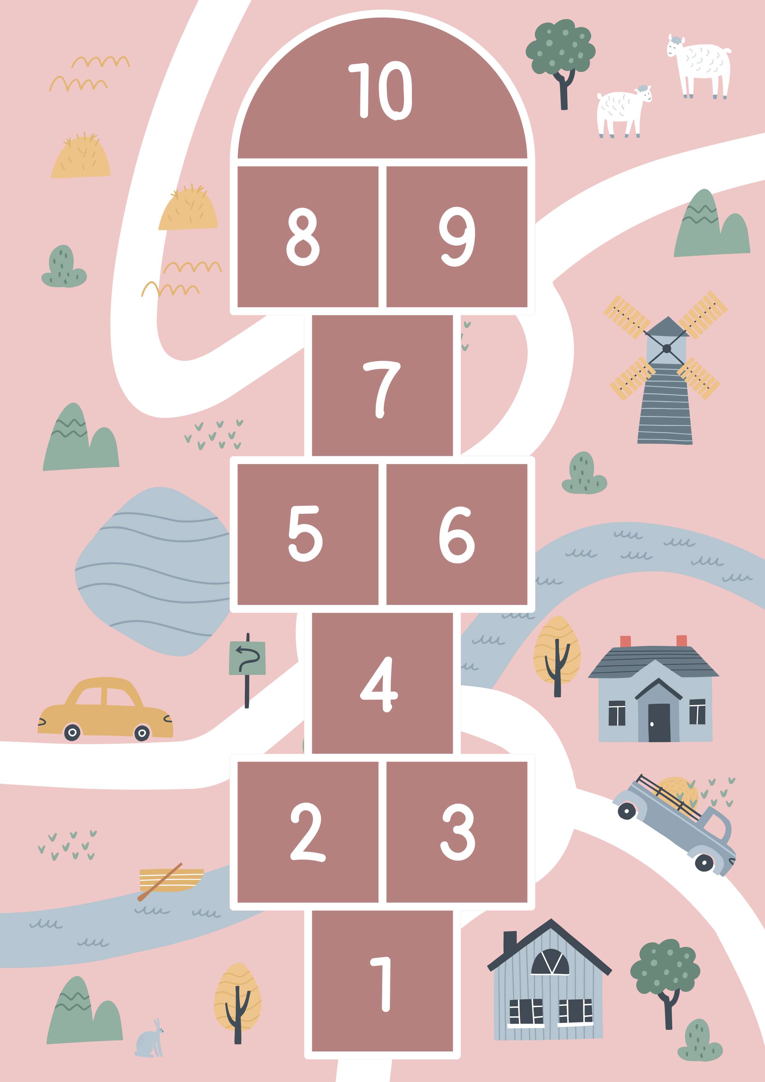 Dywan winylowy dziecięcy Gra w klasy różowa droga - TenStickers