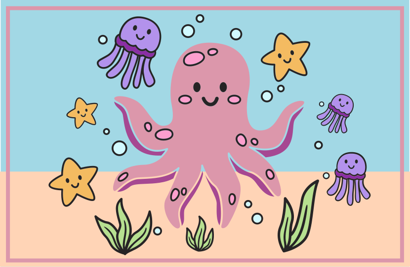 Dywan winylowy dla dzieci ilustracja przyjaciół oceanu - TenStickers