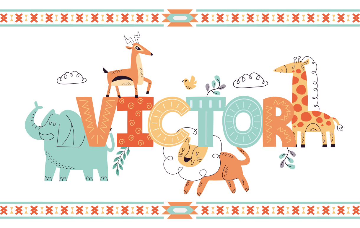 Dywan winylowy z imieniem spersonalizowany motyw safari - TenStickers