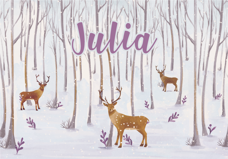 Dywan winylowy z imieniem zimowy krajobraz leśny - TenStickers