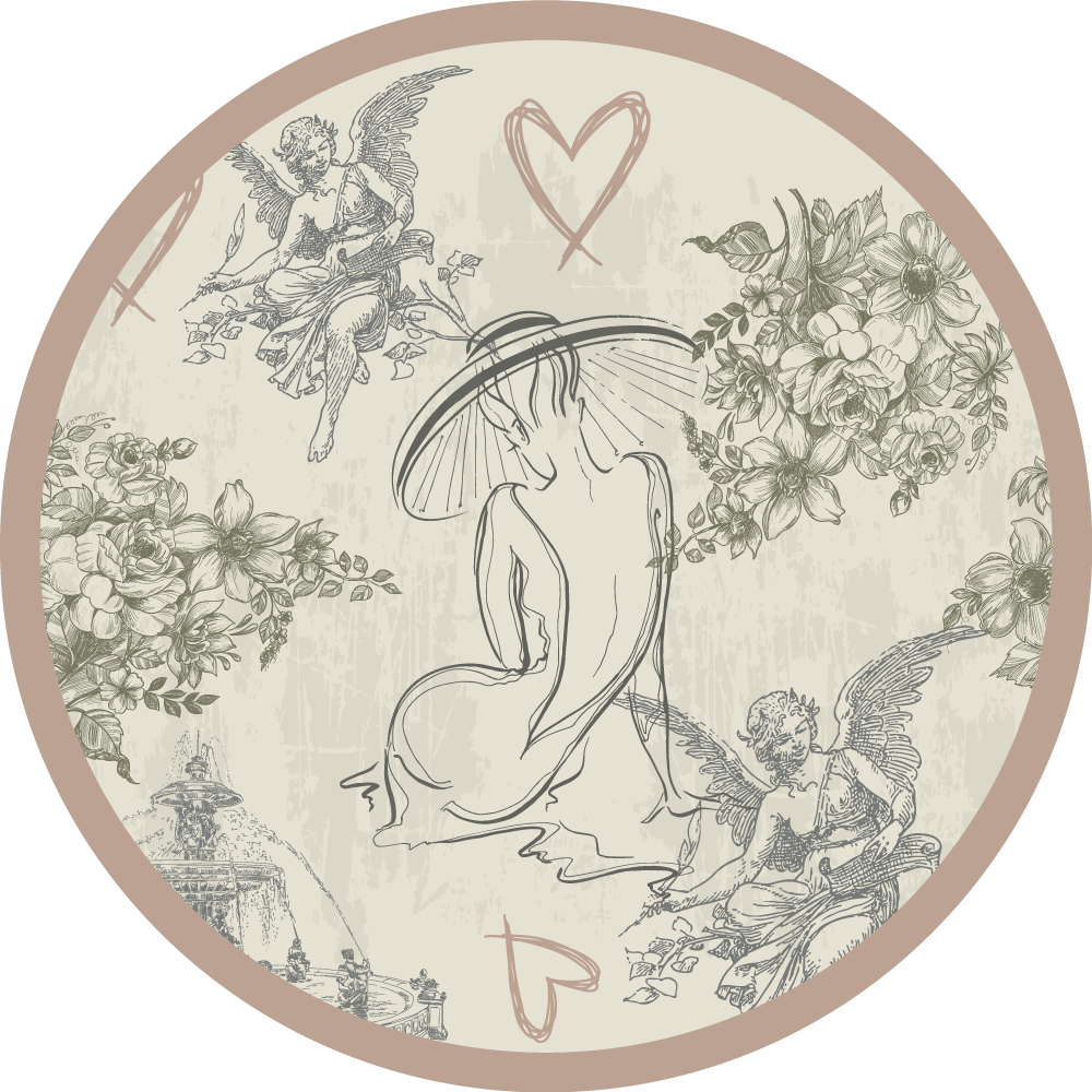 Dywan winylowy retro okragly Anielski Motyw Kwiatowy - TenStickers