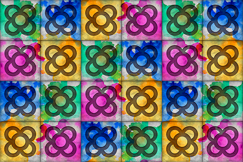 Dywan winylowy retro kolorowa płytka panot - TenStickers