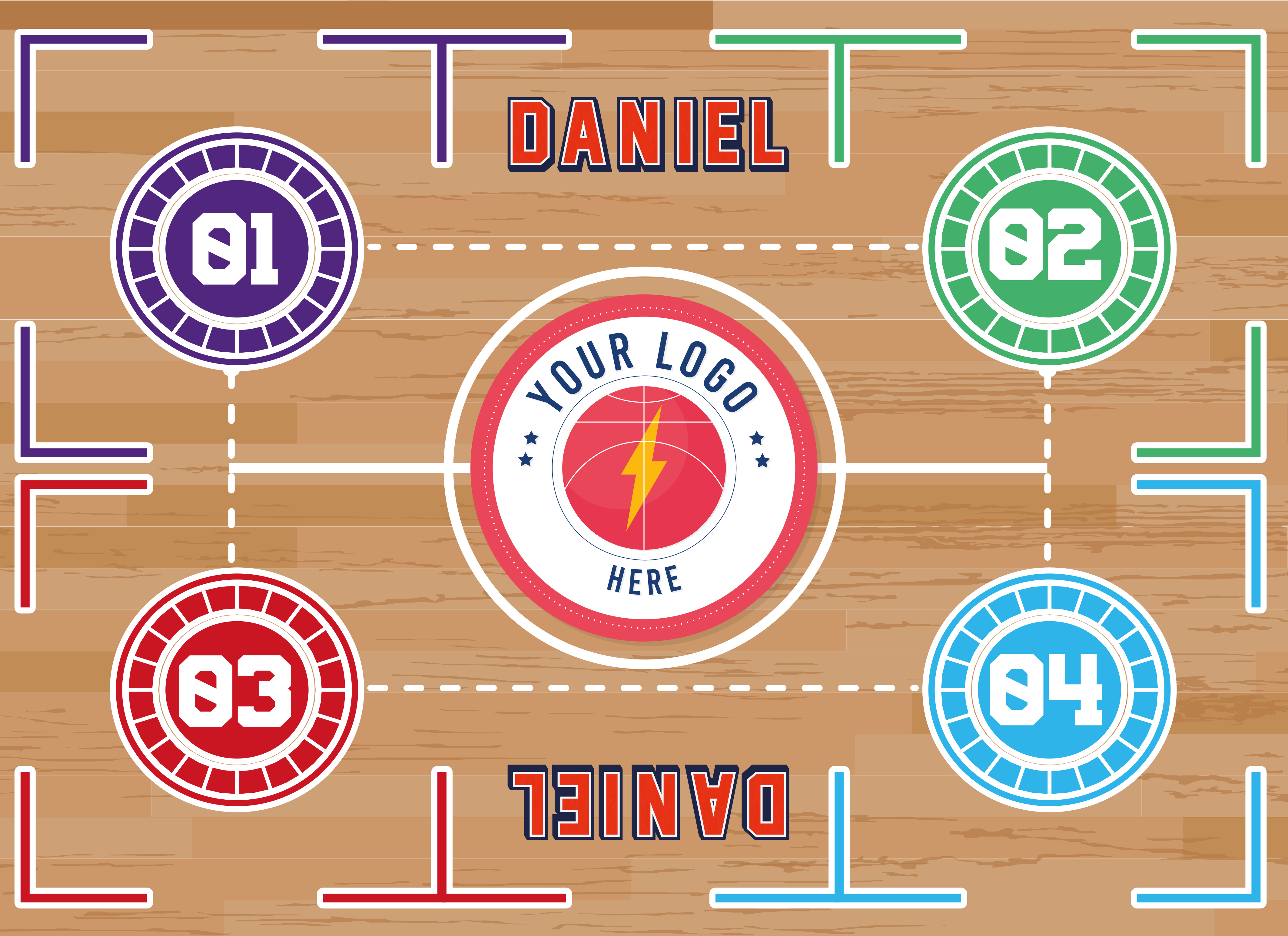 Prostokątny dywan winylowy trening koszowy - TenStickers