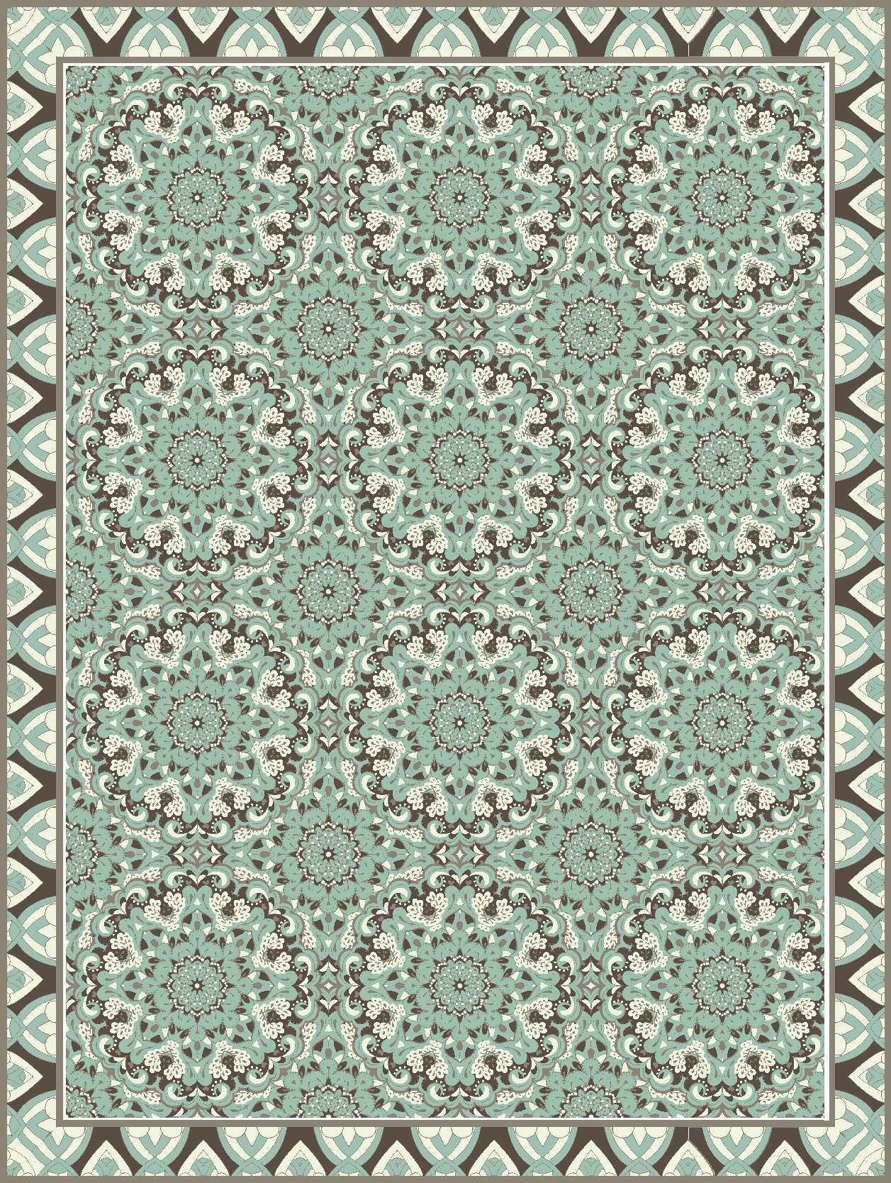 Dywan winylowy do jadalni kwiatowy wzór płytek - TenStickers