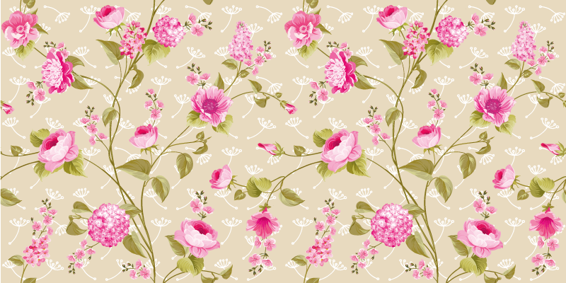 Dywan winylowy w kwiaty i rośliny wzór florystyczny - TenStickers