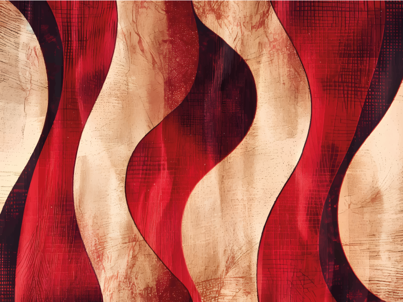 Czerwony dywan winylowy nowoczesny wzór fal - TenStickers