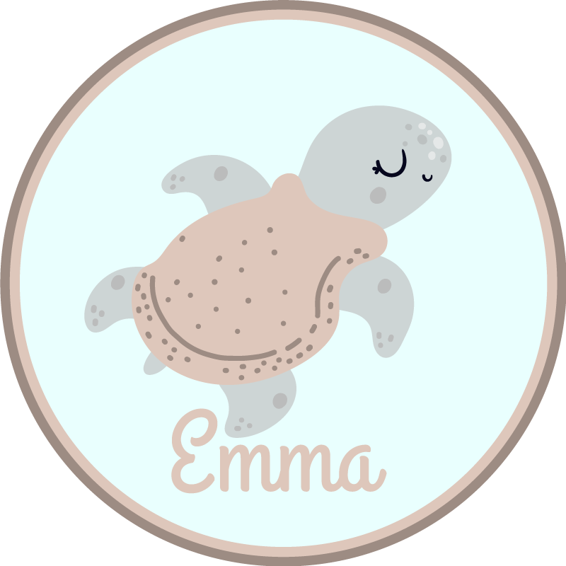 Dywan winylowy z imieniem konfigurowalny żółw - TenStickers