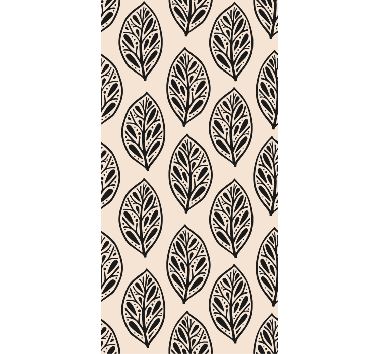 Tapeta liście stylowa beżowa aranżacja - TenStickers